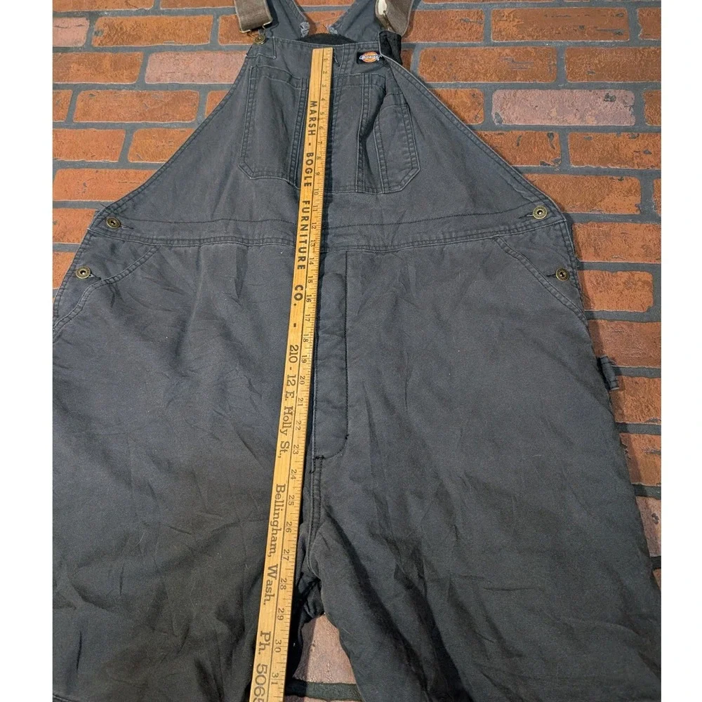 Dickies Black Quilted Insulated Zip Leg Overalls Mwn's 2XL Winter Workwear - Picture 5 of 12
